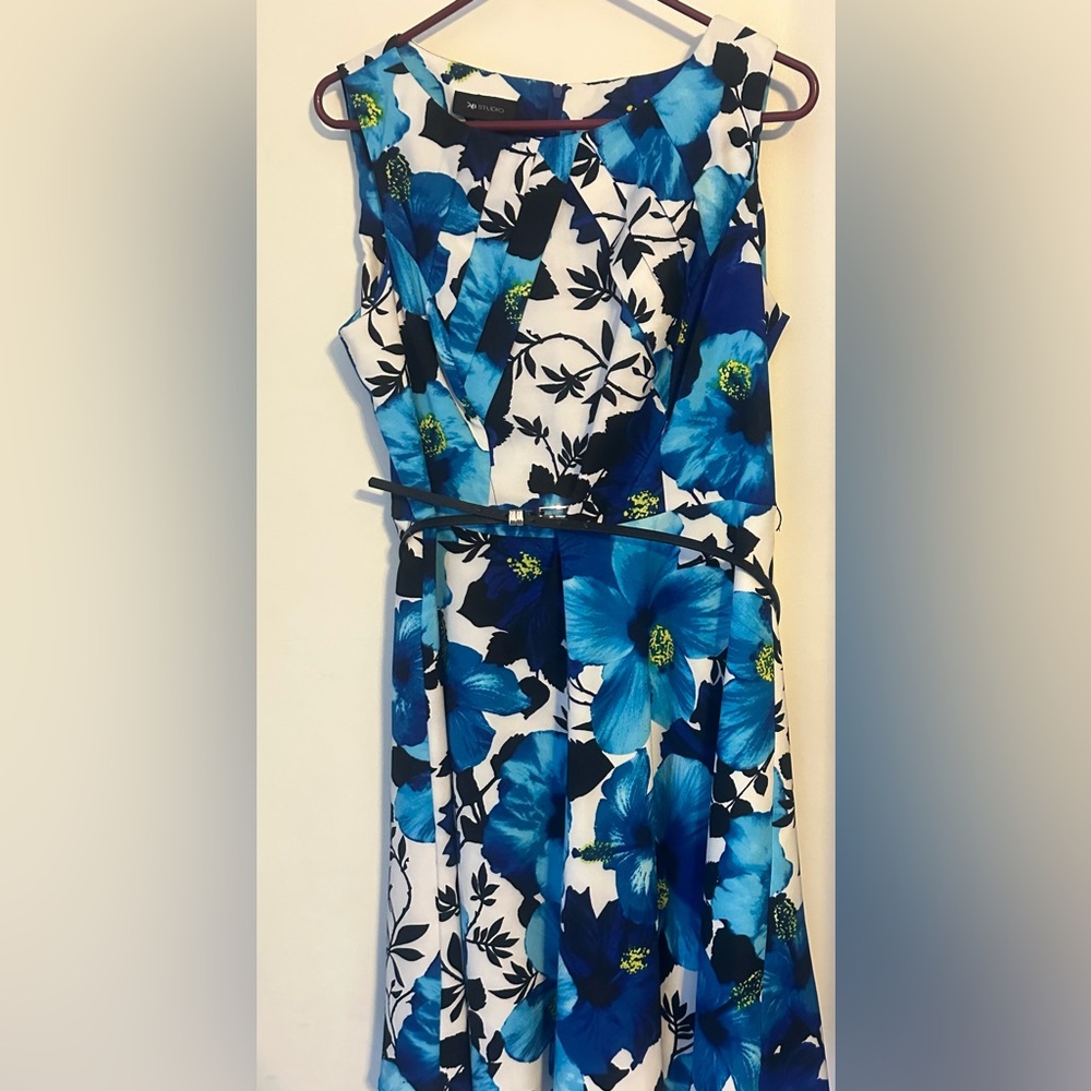 AB Studio size 14 blue flowered fit and flare dress. NWOT.